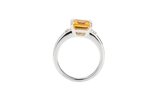 Metal Ring with Topaz and Diamonds including clipping path
