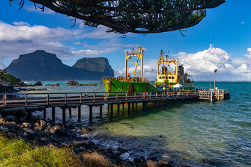 Supply ship arrived at Lagoon Beach, Lord Howe Island, Australia