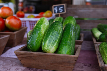 Small pickling cucumbers at farmers market