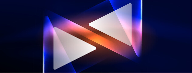 Neon lights hacking geometric background, virtual reality or artificial intelligence concept, cyberpunk geometric template for wallpaper, banner, presentation, background