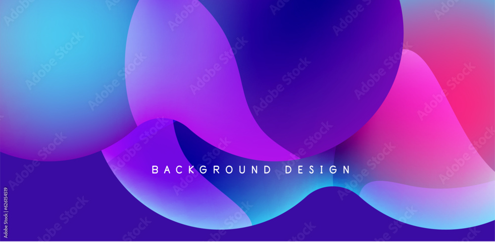 Poster Bright abstract background glossy shiny circle and sphere composition. Minimalist geometric vector Illustration For Wallpaper, Banner, Background, Card