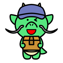 荷物を配達する辰　イラスト