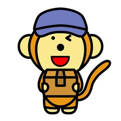荷物を配達するサル　イラスト