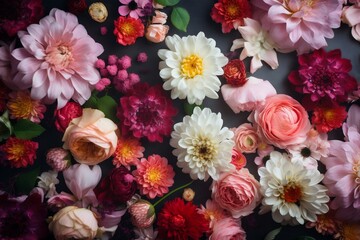 Obraz na płótnie Canvas background design valentine watercolor spring flower color peonies pastel blossom concept. Generative AI.