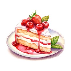 cake with strawberries. Generative AI