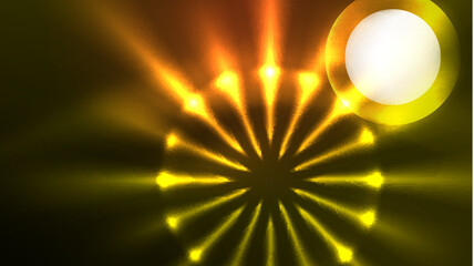 Fototapeta na wymiar Neon glowing circles, magic energy space light concept, abstract background wallpaper design