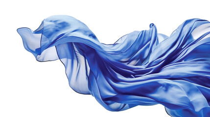 Blue fabric flying in the wind isolated on white background Generative ai