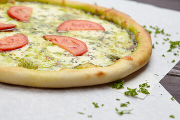 tasty pizza with different  ingredients