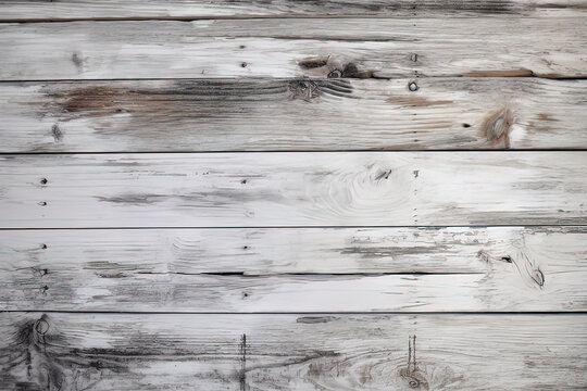 white wood texture background, old vintage white wood background, Vintage white wood background - Old weathered wooden plank painted in white color, Generative Ai