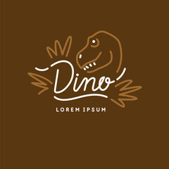 Minimalistic and stylish Dino emblem. Modern graphics. Vector illustration with text in a fashionable simple style.