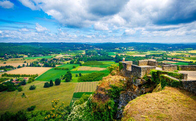 Panorama view of Dordogne valley in France
