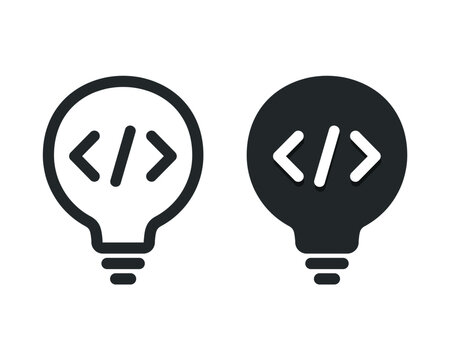 Lightbulb coding icon. Illustration vector