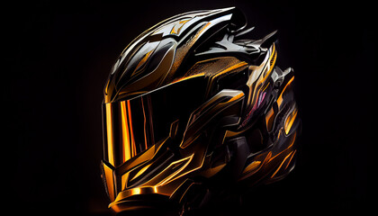 luminous helmet on black background,  fractal background Ai generated image