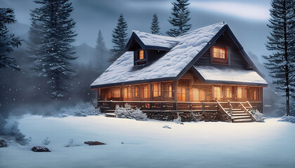 house in the snow