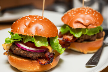 hamburger on a plate