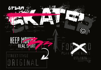 art graffiti style slogan, urban graffiti T shirt graphics, typography street art graffiti with spray splash effect for t shirt or sweatshirt,  © Sukman