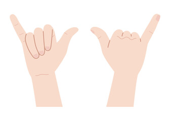 Vector illustration set of two hands in aloha pose
