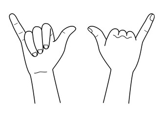 Vector line drawing illustration set of two hands in aloha pose © wakuwaku