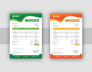 Fototapeta na wymiar Business invoice form template. Invoicing quotes, money bills or price invoices and payment agreement design templates