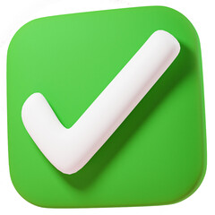 3d rendering of green check mark button