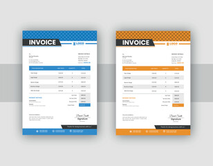 Invoice minimal design template. Bill form business invoice accounting or flat design sales invoice template