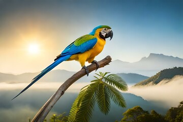 blue and yellow macaw generated ai