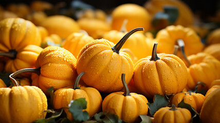 Autumn pumpkin harvest background, halloween, vegetarian and healthy eating concept