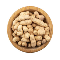 Unshelled peanuts in a bowl isolated on the white background. File contains clipping path.