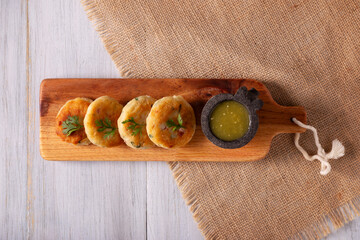 Potato pancakes, a very popular homemade dish in many countries, in traditional Mexican cuisine...