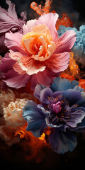 Fototapeta premium explosion of colors, epic flowers.. AI Generated