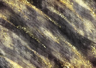 Abstract black scratch and gold glitter with grunge texture background
