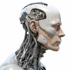 Obraz na płótnie Canvas Abstract visualization of robot-cyborg isolated on white background
