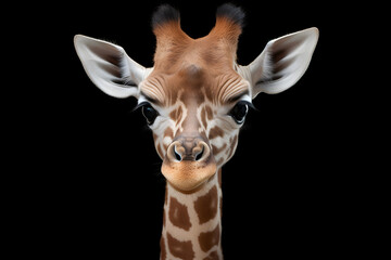 giraffe head isolated on black