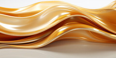 Naklejka premium Abstract golden metal lines over white background. AI Generated