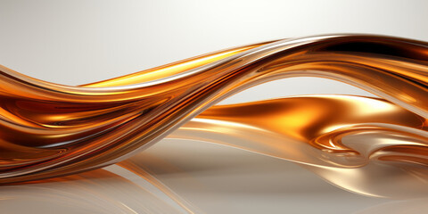 Naklejka premium Abstract golden metal lines over white background. AI Generated