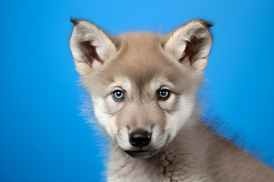 Baby wolf pup portrait