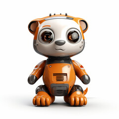 Cute otter robot robotic animal isolated over white background.. AI Generated