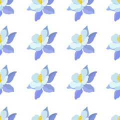 Fototapeta na wymiar Vector illustration of aquilegia flowers of different colors Vector collection of colored aquilegia