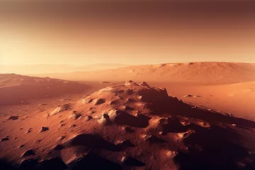 Fotobehang Illustration of mars planet surface landscape, Generative AI © Geetanjali