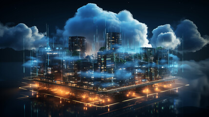 Cloud computing technology concept. for digital storage. AI Generated