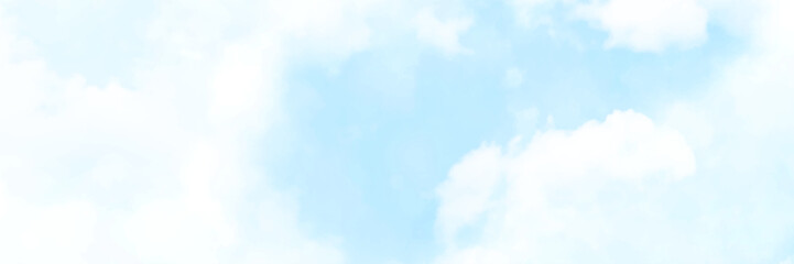 Fototapeta premium White cloud detail in blue sky vector illustration background with copy space