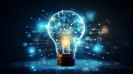 Glowing digital solution datum business evolution success. AI Generated