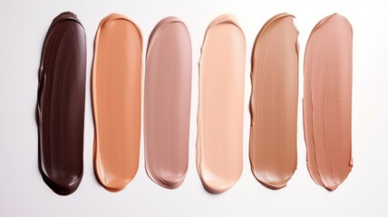 Makeup foundation smears gradient of different skin tones. AI Generated