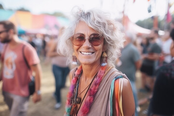 attractive mature woman at the festival. AI Generated
