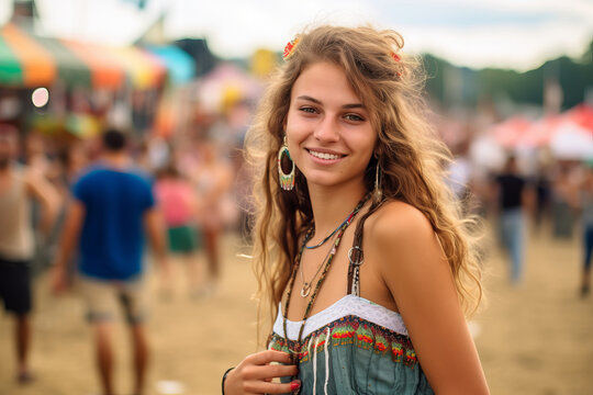 A girl at the festival. AI Generated