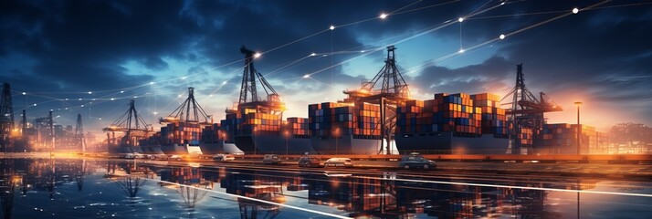 Naklejka premium Transportation and logistic network distribution growth. AI Generated