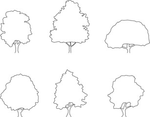 Green simple plant and tree illustration vector sketch for garden decoration