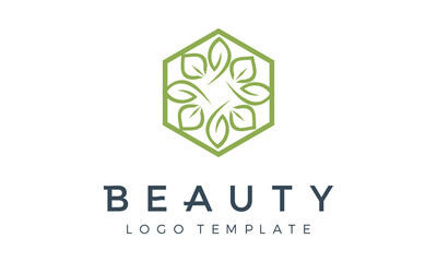 Simple beauty leaf flower cosmetic nutrition logo luxury natural floral pattern
