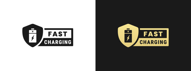 Fast charging label or fast charging sign vector isolated. Fast charging label or sign vector for energy related design elements. Suitable for the battery icon on mobile apps, websites and more.