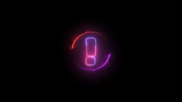 Glowing exclamation mark symbol icon animation . circle rotation exclamation sign .